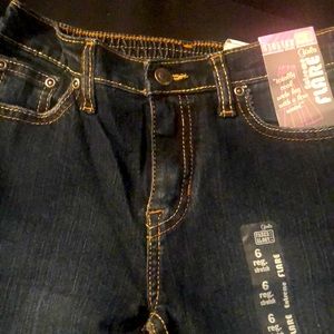 Size 6 flare bottom stretch jeans stretch waist dark blue